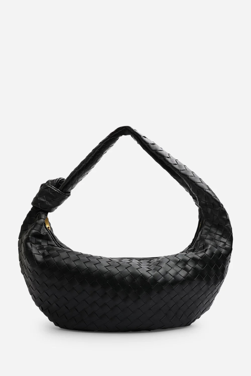 Knotted Black Faux Leather Shoulder Bag