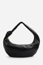 Knotted Black Faux Leather Shoulder Bag