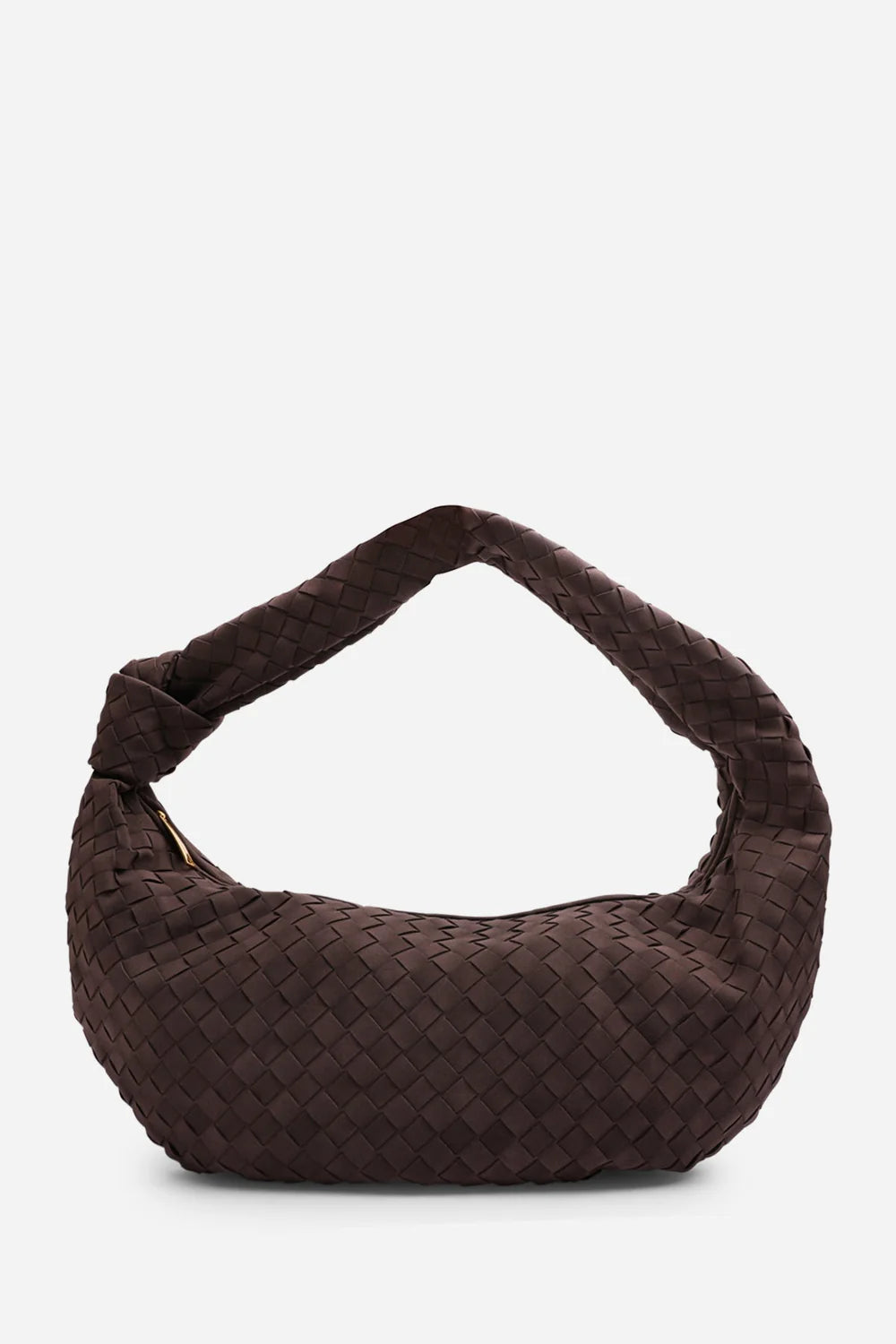 Knotted Dark Brown Faux Suede Shoulder Bag
