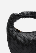 Black Faux Leather Woven Knot Handle Hobo Bag | Wholesale Bags