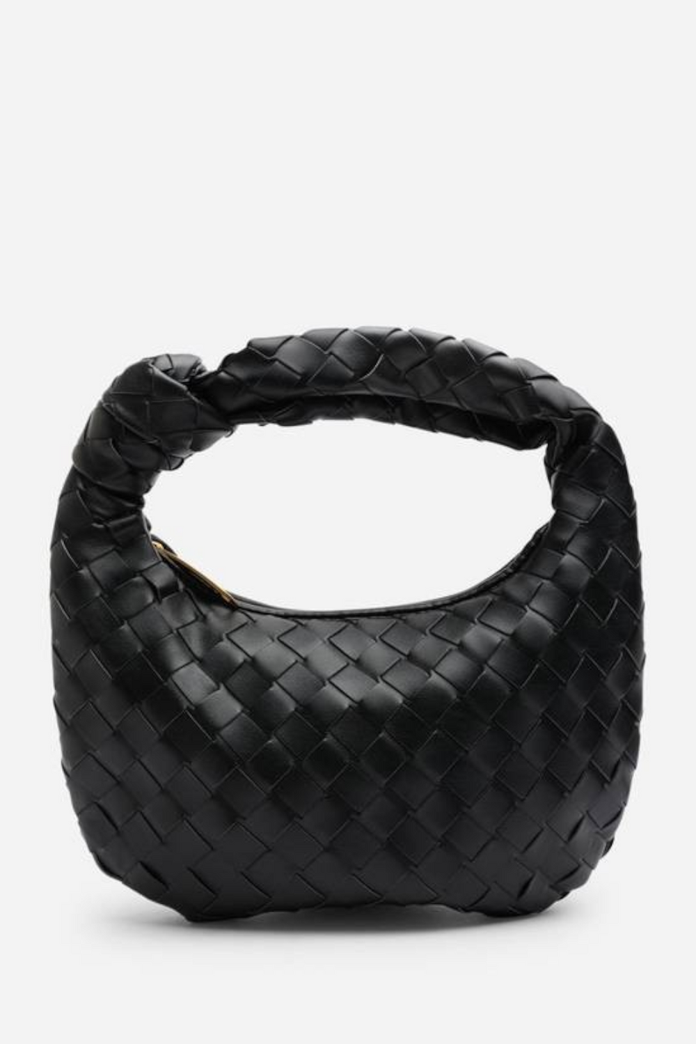 Black Faux Leather Woven Knot Handle Hobo Bag | Wholesale Bags