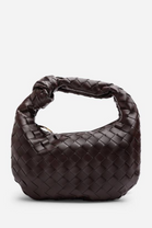 Dark Brown Faux Leather Woven Knot Handle Hobo Bag | Wholesale Bags