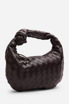 Dark Brown Faux Leather Woven Knot Handle Hobo Bag | Wholesale Bags