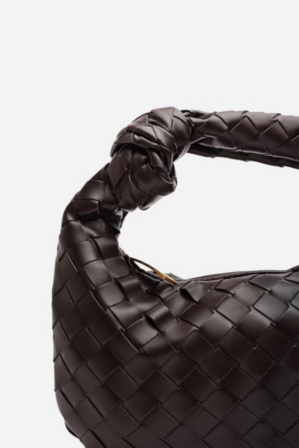 Dark Brown Faux Leather Woven Knot Handle Hobo Bag | Wholesale Bags