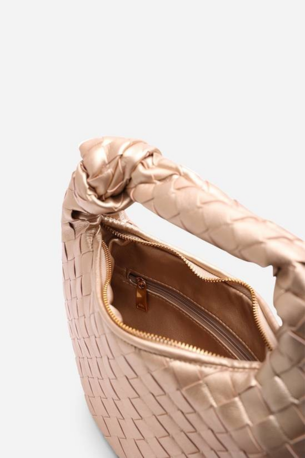 Gold Metallic Woven Knot Handle Hobo Bag | Wholesale Bags