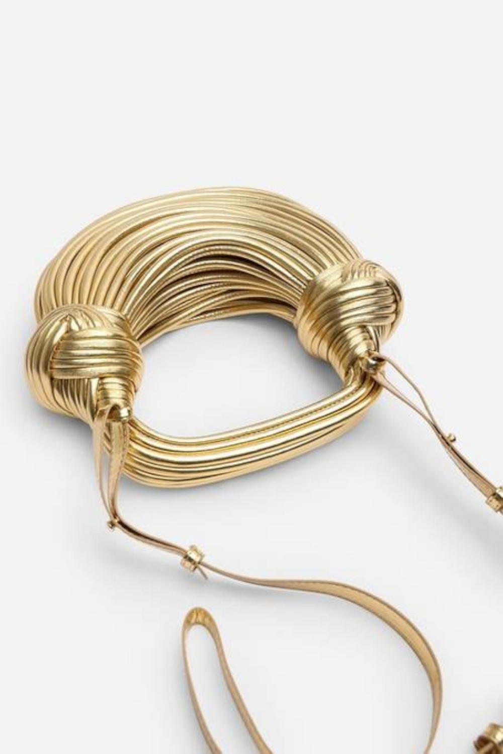 Wholesale Premium Gold Metallic Curved Knotted Shoulder Bag