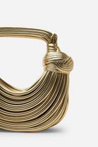 Wholesale Premium Gold Metallic Curved Knotted Shoulder Bag