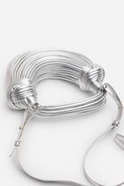 Wholesale Premium Silver Metallic Curved Knotted Shoulder Bag