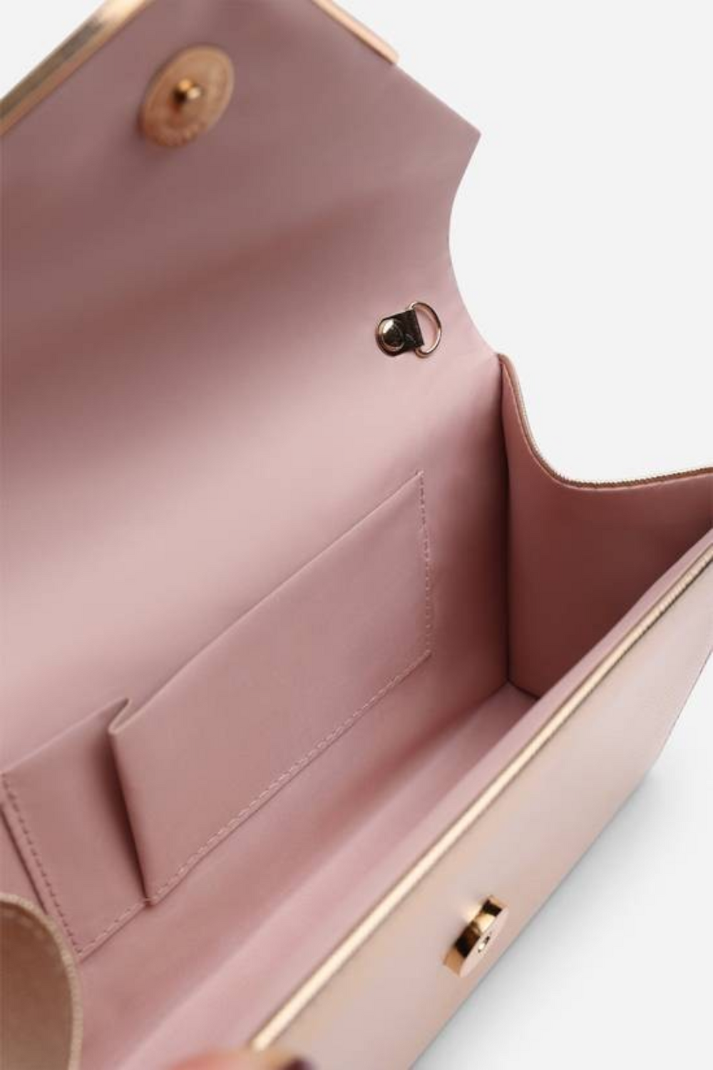 Gold Metallic Faux Leather Clutch with Detachable Chain Strap