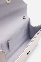 Silver Metallic Faux Leather Clutch with Detachable Chain Strap