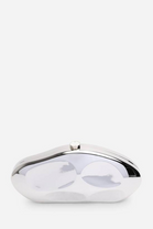 Wholesale Silver Sculpted Evening Clutch - Hard Case Evening Bag