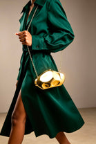 Wholesale Gold Sculpted Evening Clutch - Hard Case Evening Bag