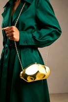 Wholesale Gold Sculpted Evening Clutch - Hard Case Evening Bag
