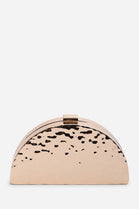 Gold Metallic Half-Moon Clutch Bag with Chain Strap