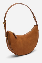 Wholesale Premium Cognac Suede Bag - Adjustable Half-Moon Shoulder & Crossbody