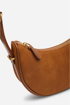 Wholesale Premium Cognac Suede Bag - Adjustable Half-Moon Shoulder & Crossbody