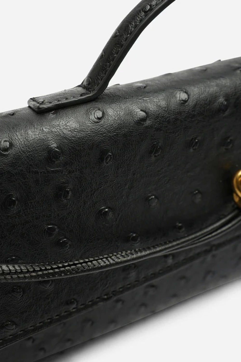 Black Ostrich Clutch – Wholesale Top-Handle Handbag