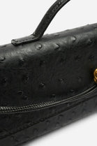 Black Ostrich Clutch – Wholesale Top-Handle Handbag