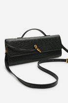 Black Ostrich Clutch – Wholesale Top-Handle Handbag