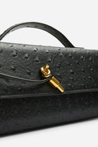 Black Ostrich Clutch – Wholesale Top-Handle Handbag