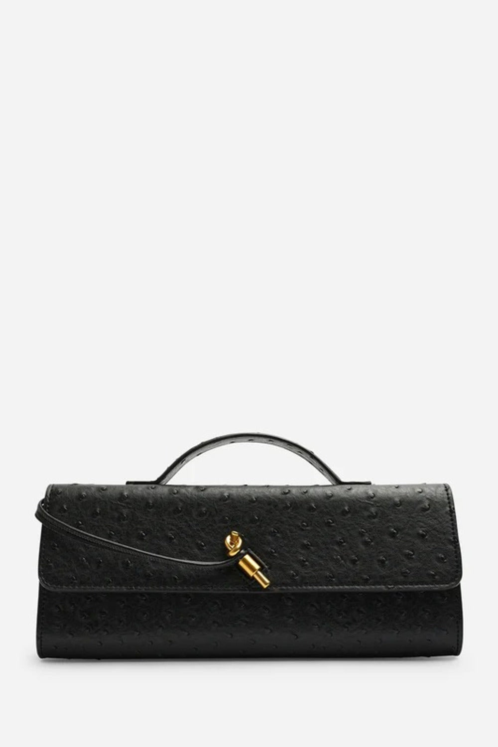Black Ostrich Clutch – Wholesale Top-Handle Handbag