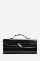 Black Textured EEL Clutch – Wholesale Top-Handle Handbag