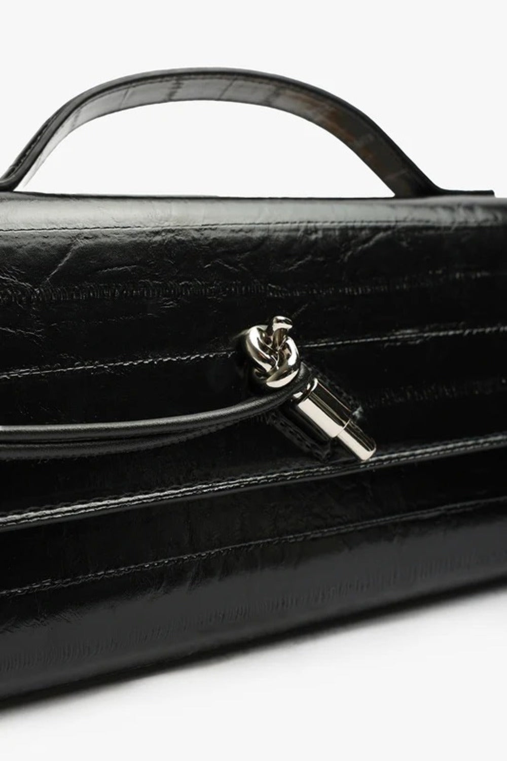 Black Textured EEL Clutch – Wholesale Top-Handle Handbag
