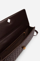 Dark Brown Faux Woven Clutch – Wholesale Top-Handle Handbag