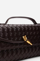 Dark Brown Faux Woven Clutch – Wholesale Top-Handle Handbag