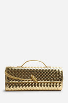 Metallic Gold Woven Clutch – Wholesale Top-Handle Handbag