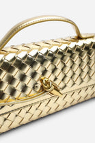 Metallic Gold Woven Clutch – Wholesale Top-Handle Handbag