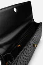 Black Faux Woven Clutch – Wholesale Top-Handle Handbag