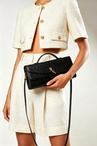 Black Ostrich Clutch – Wholesale Top-Handle Handbag