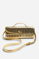 Metallic Gold Woven Clutch – Wholesale Top-Handle Handbag