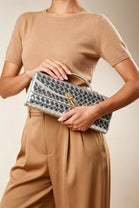 Metallic Silver Woven Clutch – Wholesale Top-Handle Handbag
