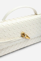 Cream Faux Woven Clutch – Wholesale Top-Handle Handbag