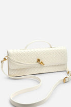 Cream Faux Woven Clutch – Wholesale Top-Handle Handbag