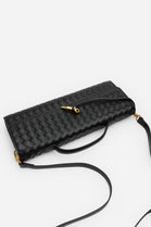 Black Faux Woven Clutch – Wholesale Top-Handle Handbag