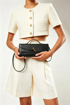 Black Ostrich Clutch – Wholesale Top-Handle Handbag