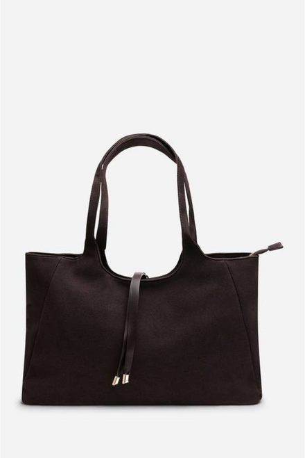 Wholesale Premium Brown Suede Spacious Shoulder Bag with Tassel Detail