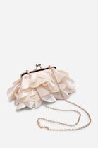 Wholesale Champagne Ruffled Clutch with Detachable Gold Chain