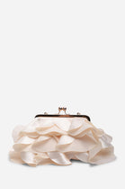 Wholesale Champagne Ruffled Clutch with Detachable Gold Chain