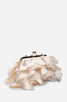 Wholesale Champagne Ruffled Clutch with Detachable Gold Chain