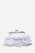Wholesale Silver Ruffled Clutch with Detachable Gold Chain