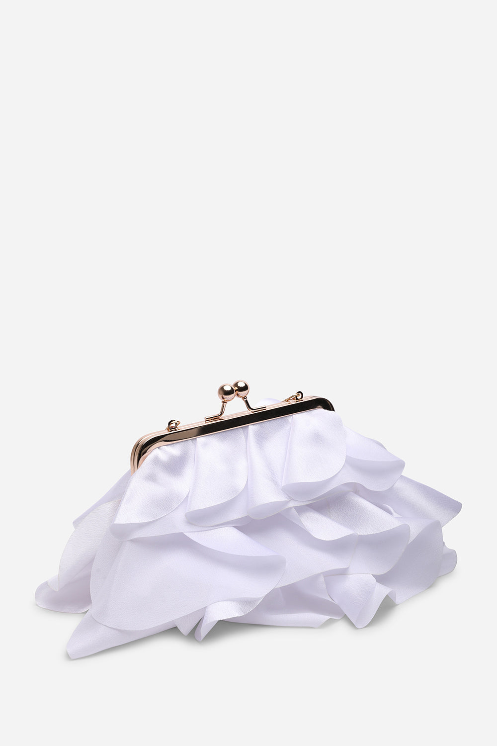 Wholesale Silver Ruffled Clutch with Detachable Gold Chain