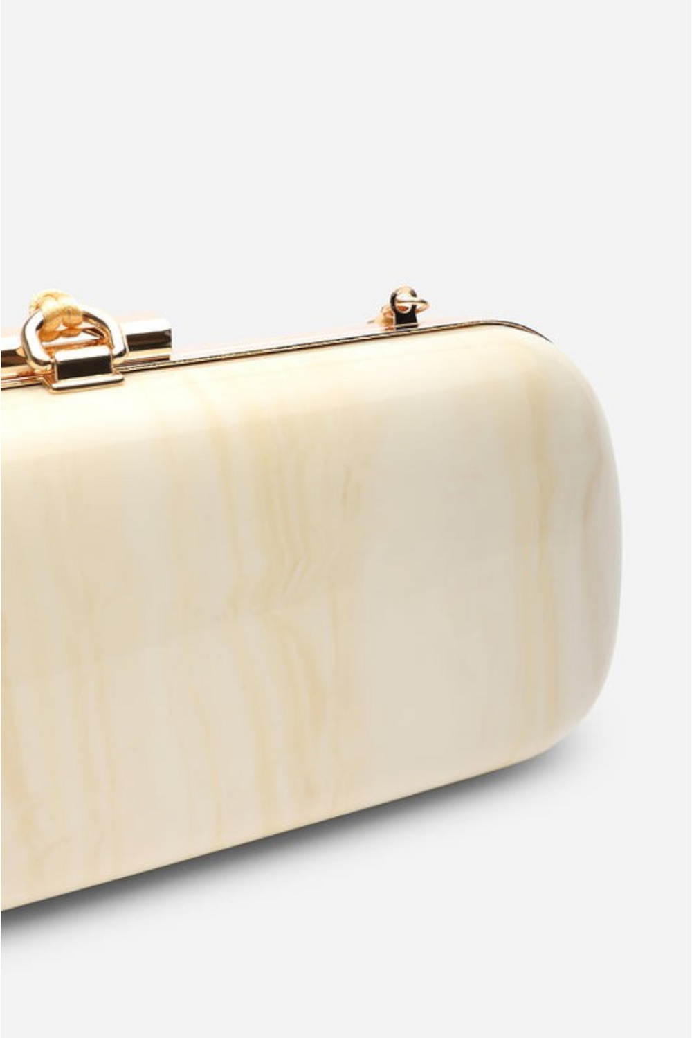 Luxury White Marbled Evening Clutch With Beaded Tassel
