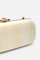 Luxury White Marbled Evening Clutch With Beaded Tassel