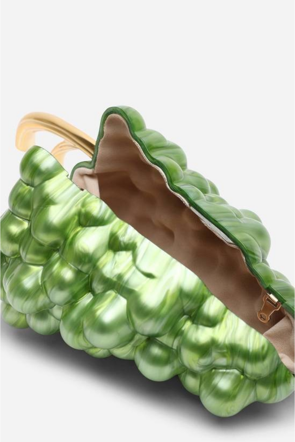Wholesale Green Grape Sculptural Evening Clutch with Gold-Tone Detailing