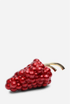 Wholesale Maroon Grape Sculptural Evening Clutch with Gold-Tone Detailing