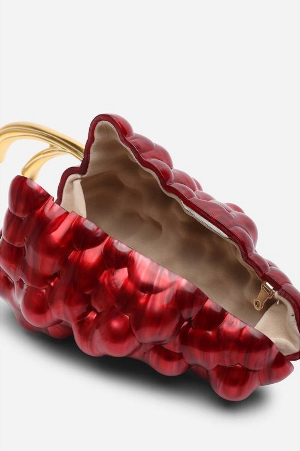 Wholesale Maroon Grape Sculptural Evening Clutch with Gold-Tone Detailing
